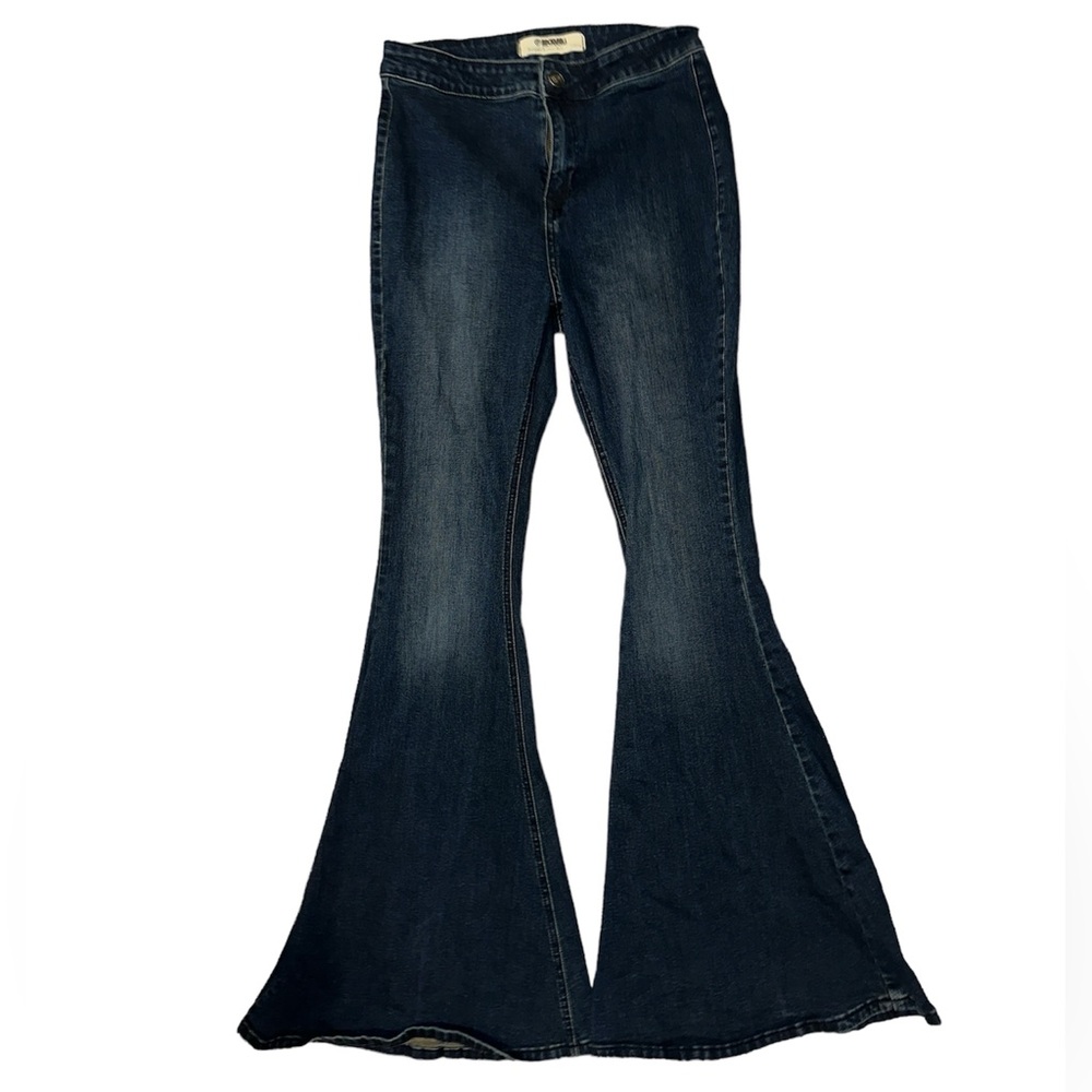 high rise bell bottom jeans